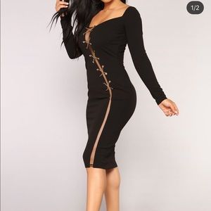 Long sleeve split body con Dress size S